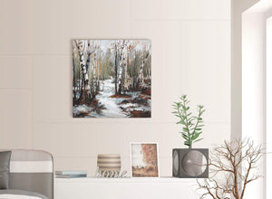 contemporary woodland winter trees forest scene landscape canvas modern 64cm square 1s295m for your living room