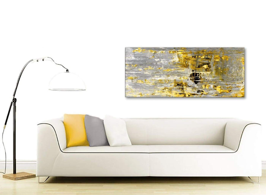 Contemporary Yellow Abstract Painting Wall Art Print Canvas Modern 120cm Wide 1357 For Your Dining Room