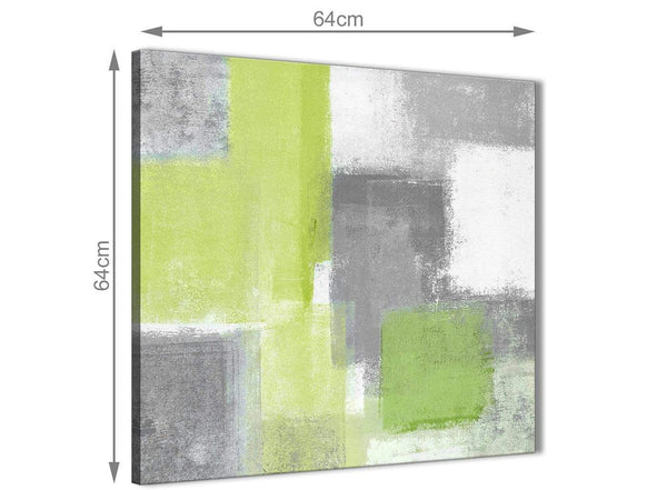 Contemporary Lime Green Grey Abstract - Living Room Canvas Wall Art Decor - Abstract 1s369m - 64cm Square Print