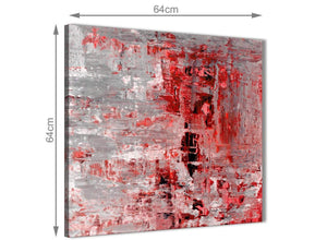 Contemporary Red Grey Painting Living Room Canvas Wall Art Decor - Abstract 1s414m - 64cm Square Print