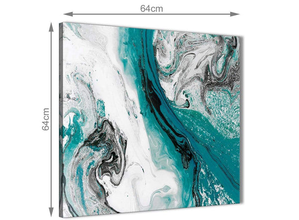 Contemporary Teal and Grey Swirl Living Room Canvas Wall Art Decorations - Abstract 1s468m - 64cm Square Print