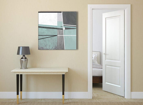 Duck Egg Blue Grey Painting Abstract Office Canvas Pictures Accessories 1s396l - 79cm Square Print