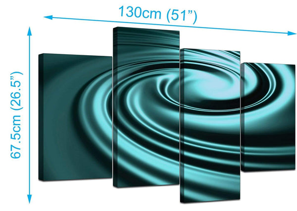 4 Panel Set of Modern Teal Canvas Prints