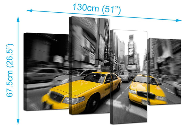 Four Part Set of Living-Room Yellow Canvas Picture