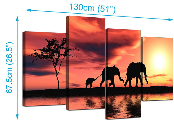4 Panel Set of Extra-Large Orange Canvas Art