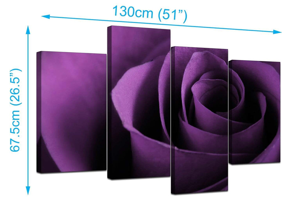 Set Of Four Living-Room Purple Canvas Wall Art