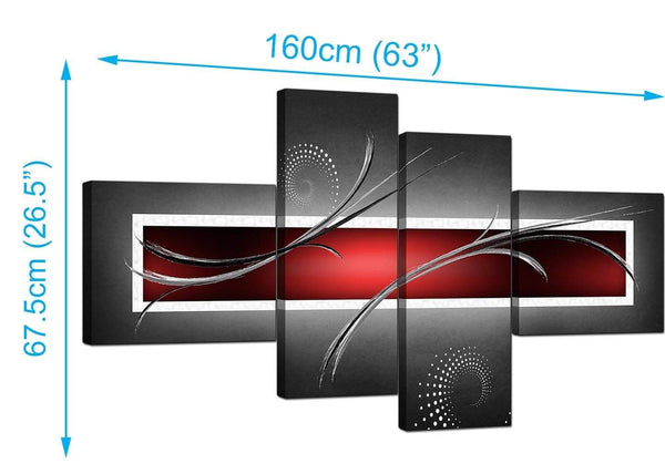 Set Of Four Modern Red Canvas Prints