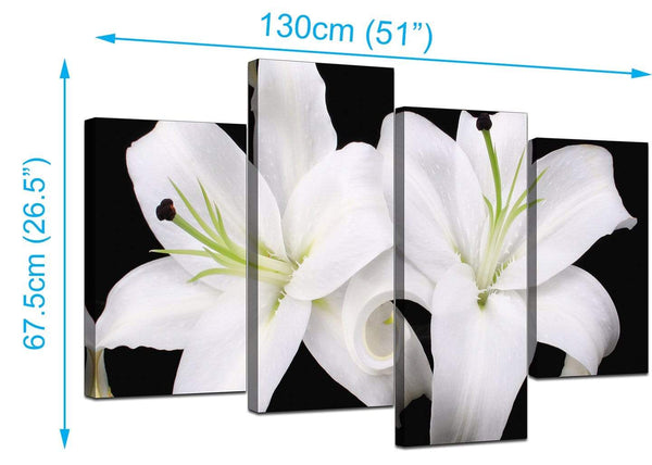 4 Piece Set of Modern Black White Canvas Prints