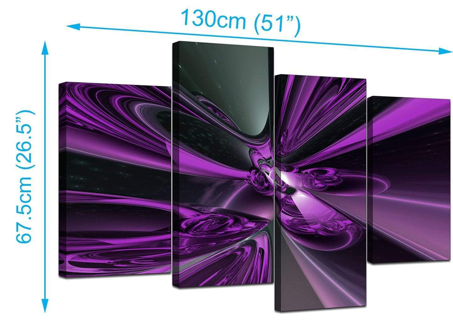 Set Of 4 Modern Purple Canvas Wall Art
