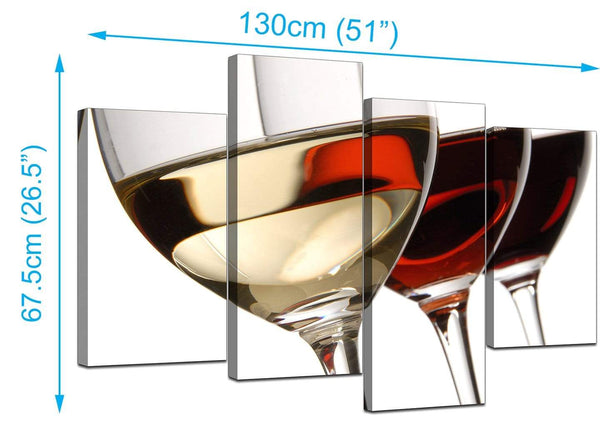 Four Panel Set of Living-Room Red Canvas Pictures