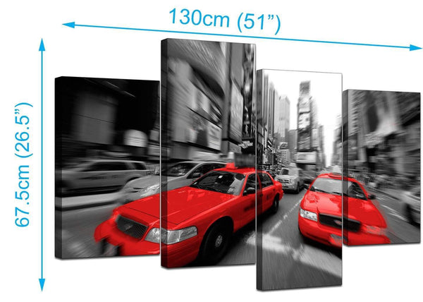 Four Part Set of Cheap Red Canvas Pictures