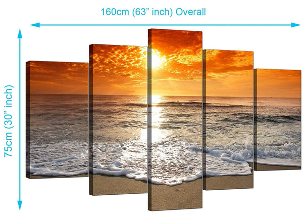 5 Piece Set of Living-Room Orange Canvas Prints