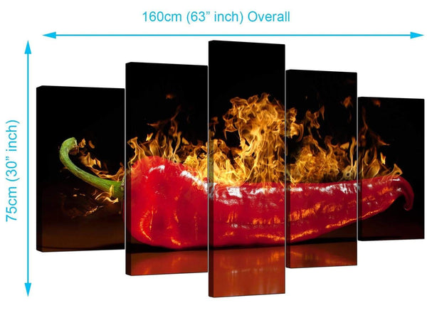 Set Of 5 Extra-Large Red Canvas Art