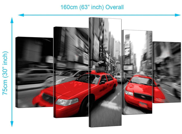 Set Of 5 Cheap Red Canvas Pictures