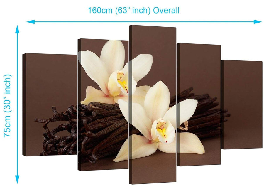5 Piece Set of Living-Room Brown Canvas Wall Art