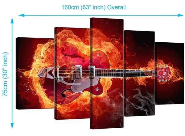 5 Piece Set of Living-Room Red Canvas Prints