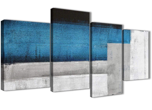 Extra Large Blue Grey Painting Abstract Living Room Canvas Pictures Decor - 4423 - 130cm Set of Prints