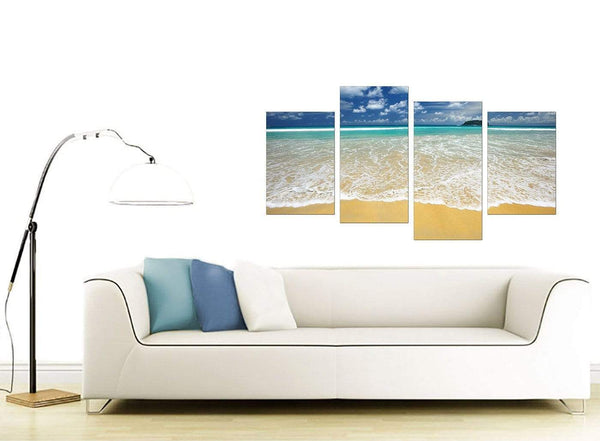 Modern Tropical Ocean Sandy Shore Scene Beach Canvas