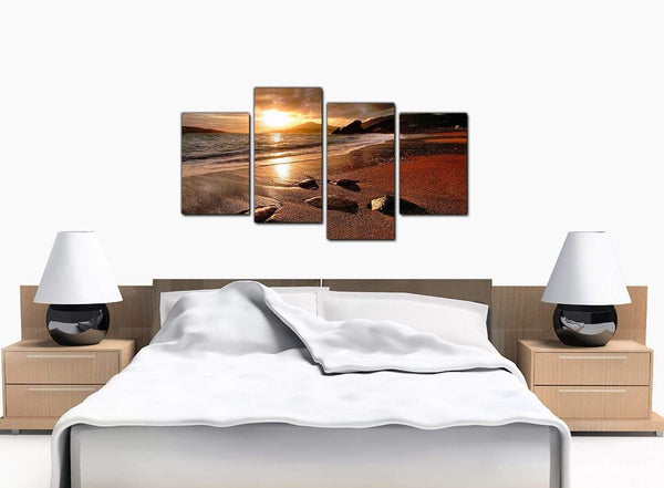 4 Piece Set of Bedroom Brown Canvas Pictures