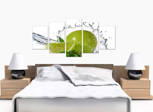 5 Part Set of Bedroom Green Canvas Art