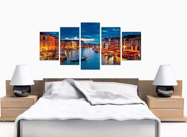 5 Part Set of Bedroom Blue Canvas Prints