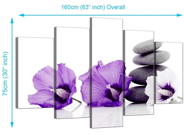 5 Part Set of Living-Room Purple Canvas Picture