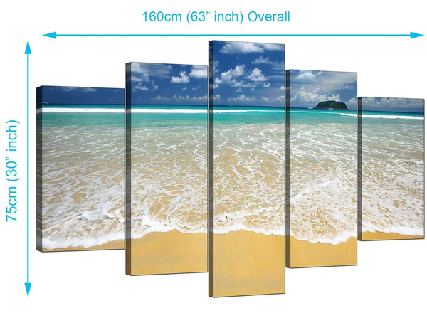 5 Panel Set of Living-Room Blue Canvas Prints