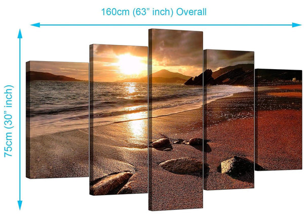 5 Panel Set of Modern Brown Canvas Wall Art