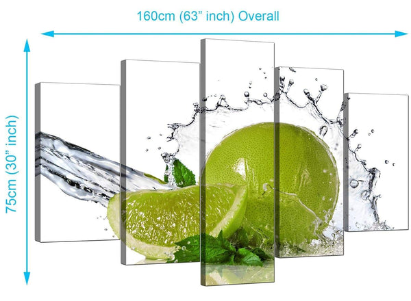 Five Part Set of Modern Green Canvas Art