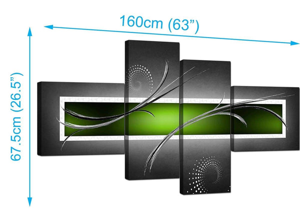 Set Of 4 Living-Room Green Canvas Art