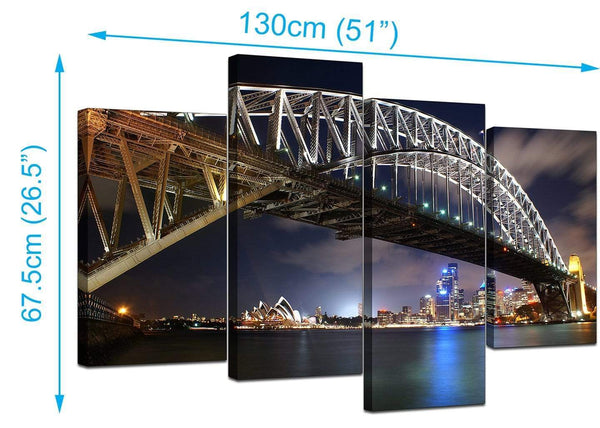 Set Of 4 Living-Room Blue Canvas Pictures