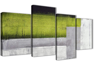 Extra Large Lime Green Grey Painting Abstract Bedroom Canvas Wall Art Decor - 4424 - 130cm Set of Prints