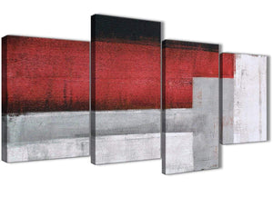 Extra Large Red Grey Painting Abstract Bedroom Canvas Pictures Decor - 4428 - 130cm Set of Prints