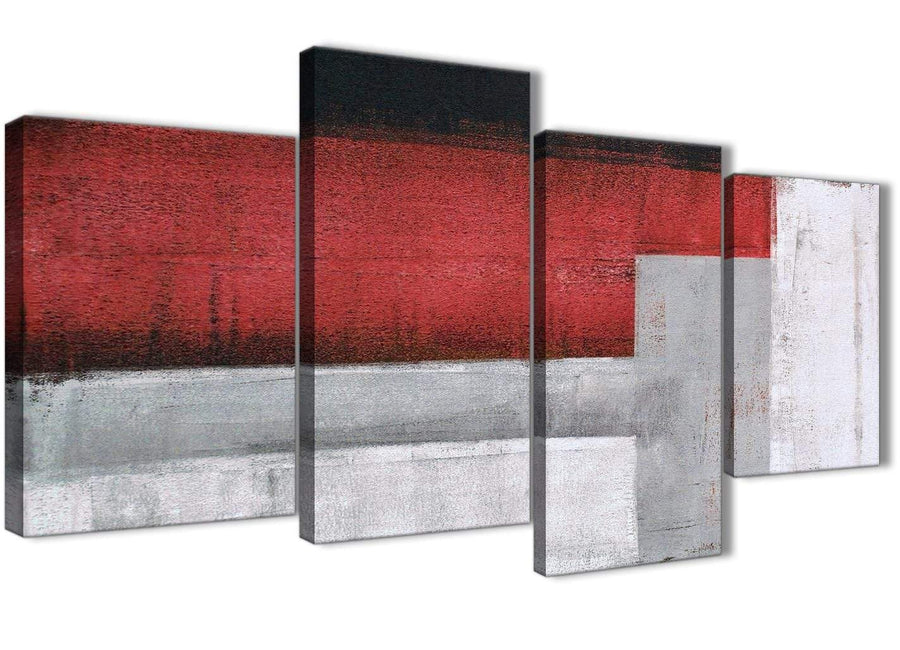 Extra Large Red Grey Painting Abstract Bedroom Canvas Pictures Decor - 4428 - 130cm Set of Prints