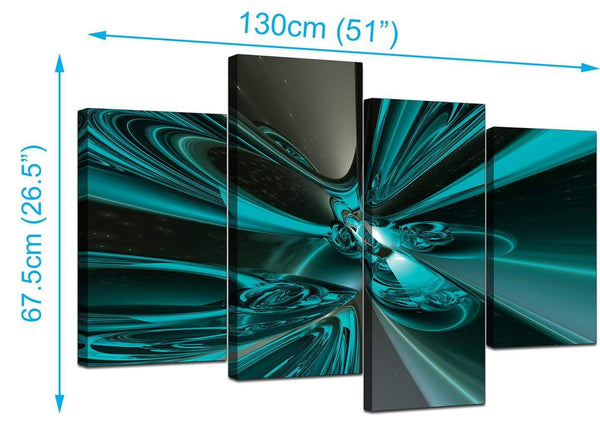 4 Panel Set of Cheap Teal Canvas Prints