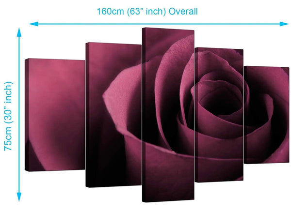 Set Of 5 Living-Room Plum Canvas Art