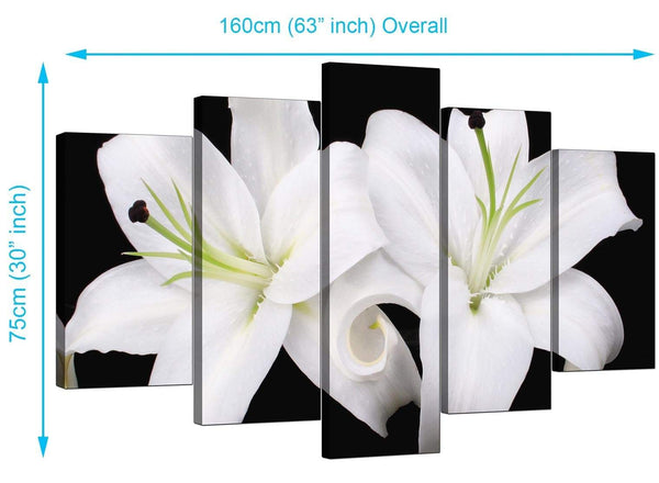 5 Piece Set of Extra-Large Black White Canvas Prints