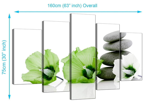 5 Panel Set of Cheap Green Canvas Prints