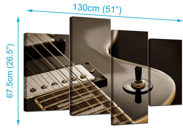 4 Panel Set of Living-Room Black White Canvas Picture