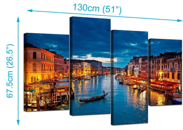 Set Of 4 Cheap Blue Canvas Art