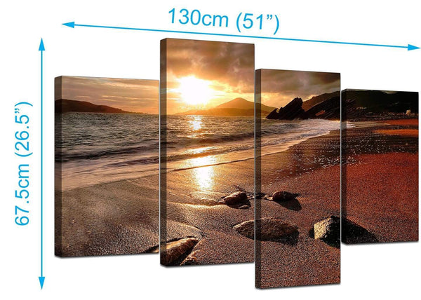 Four Part Set of Modern Brown Canvas Prints