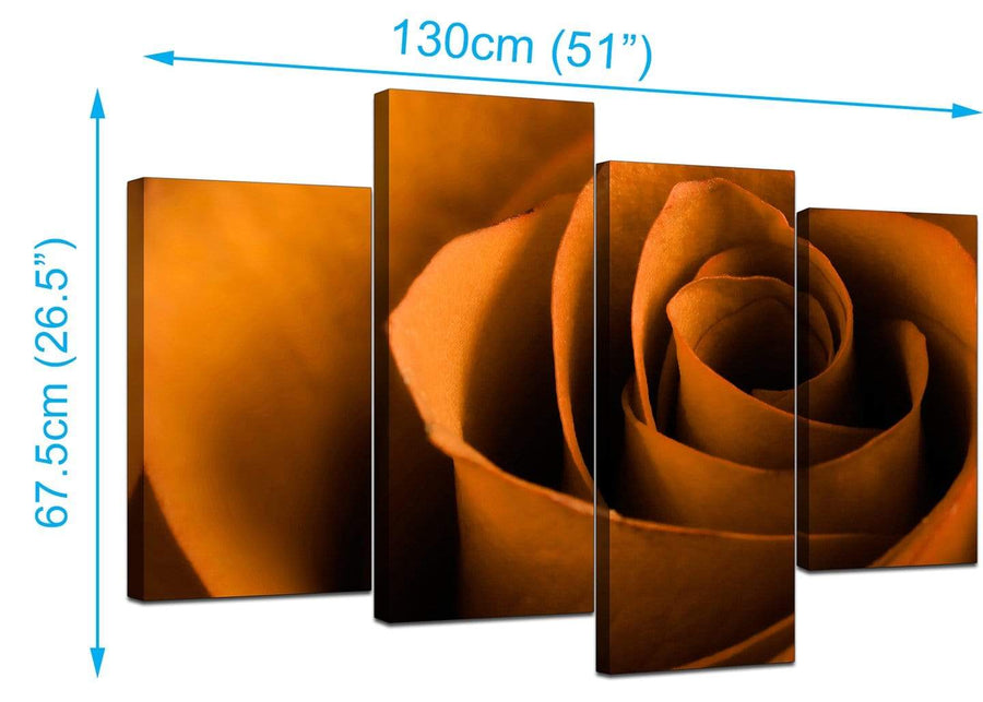 Set Of 4 Living-Room Orange Canvas Picture