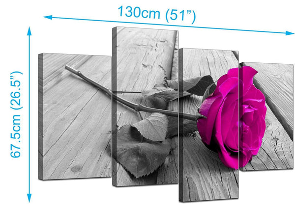 Four Panel Set of Modern Pink Canvas Prints