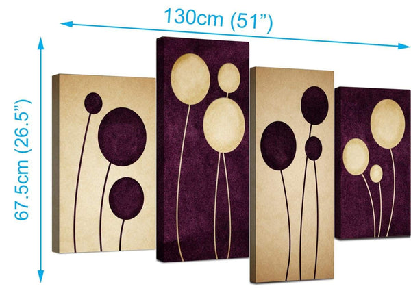 4 Part Set of Extra-Large Purple Canvas Wall Art