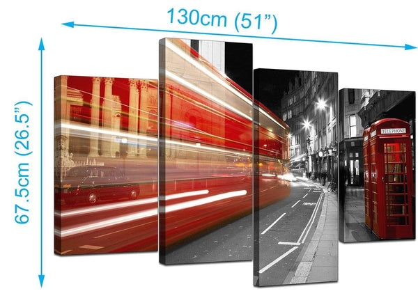 Set Of Four Living-Room Red Canvas Prints