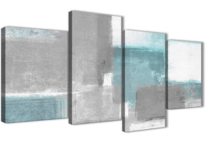 Extra Large Teal Grey Painting Abstract Bedroom Canvas Wall Art Decor - 4377 - 130cm Set of Prints
