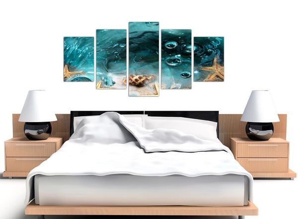 Extra large teal seaside starfish canvas art 5253