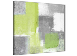 Framed Lime Green Grey Abstract - Living Room Canvas Wall Art Decor - Abstract 1s369m - 64cm Square Print