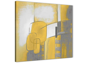 Framed Mustard Yellow Grey Painting Hallway Canvas Pictures Decorations - Abstract 1s419m - 64cm Square Print
