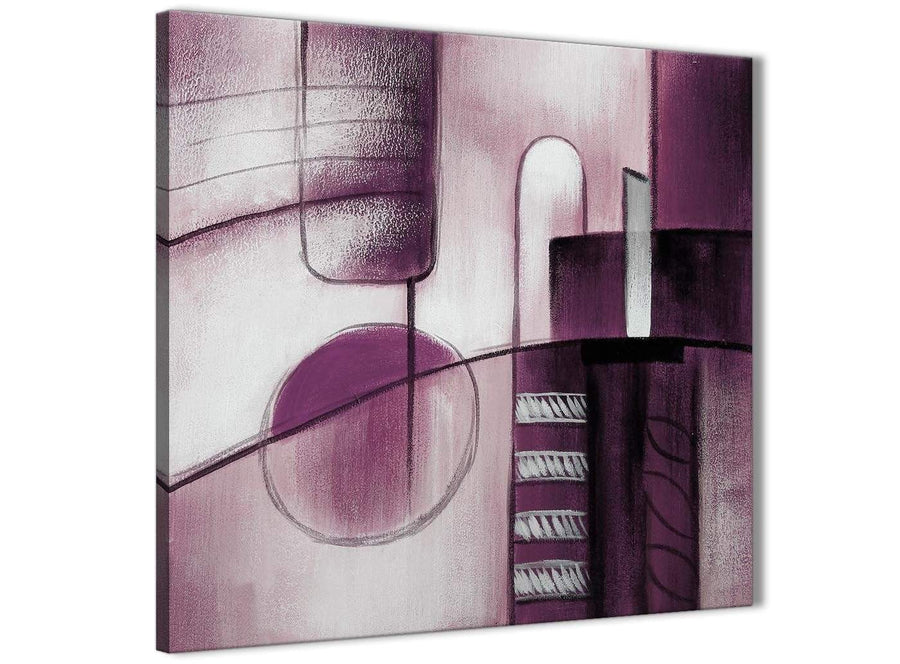 Framed Plum Grey Painting Hallway Canvas Pictures Decorations - Abstract 1s420m - 64cm Square Print